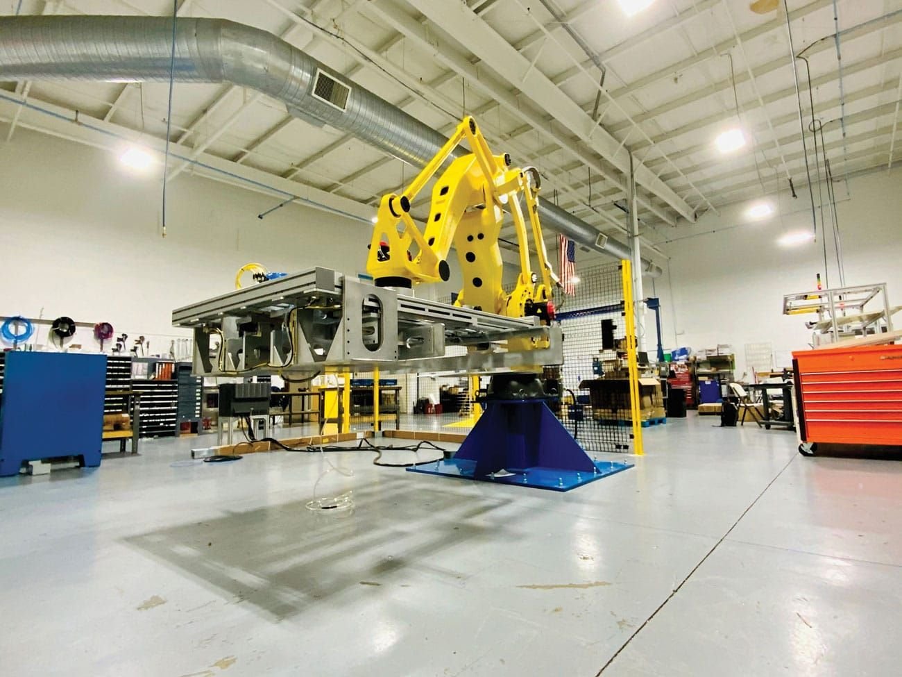 Robot arm in warehouse