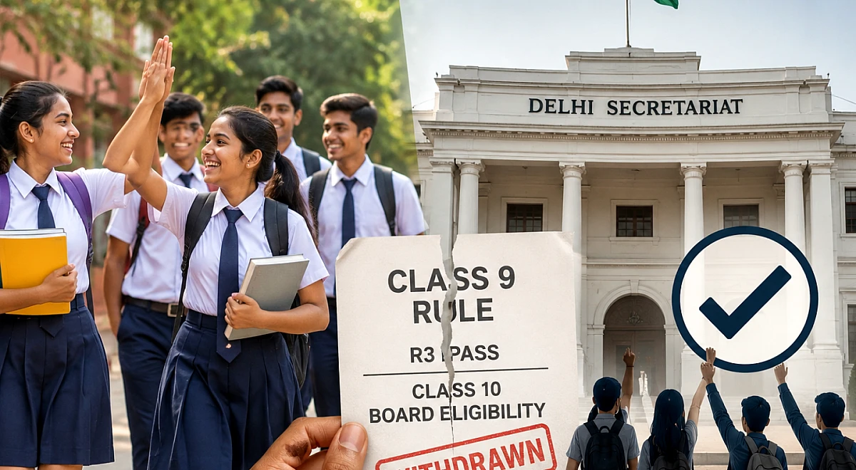 दिल्ली सरकार ने R3 पास को 10वीं कक्षा की बोर्ड पात्रता से जोड़ने वाले कक्षा 9 के नियम को वापस ले लिया