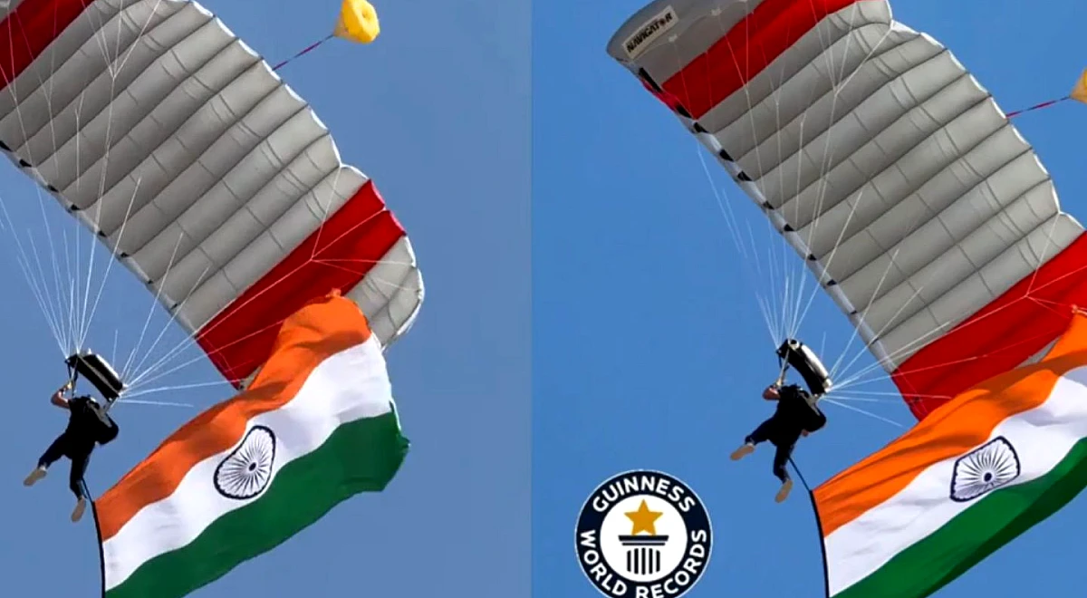 देखें: यूएई स्थित 3 भारतीय स्काईडाइवर्स ने विश्व रिकॉर्ड बनाते हुए 13,000 फीट की ऊंचाई पर तिरंगा फहराया