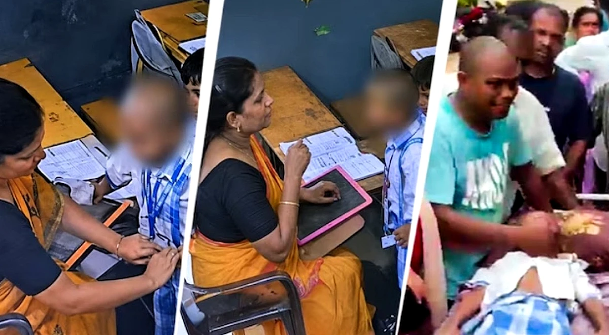 स्कूल में LKG के बच्चे की मौत... थप्पड़ मारती, कॉलर खींचती टीचर Video में कैद