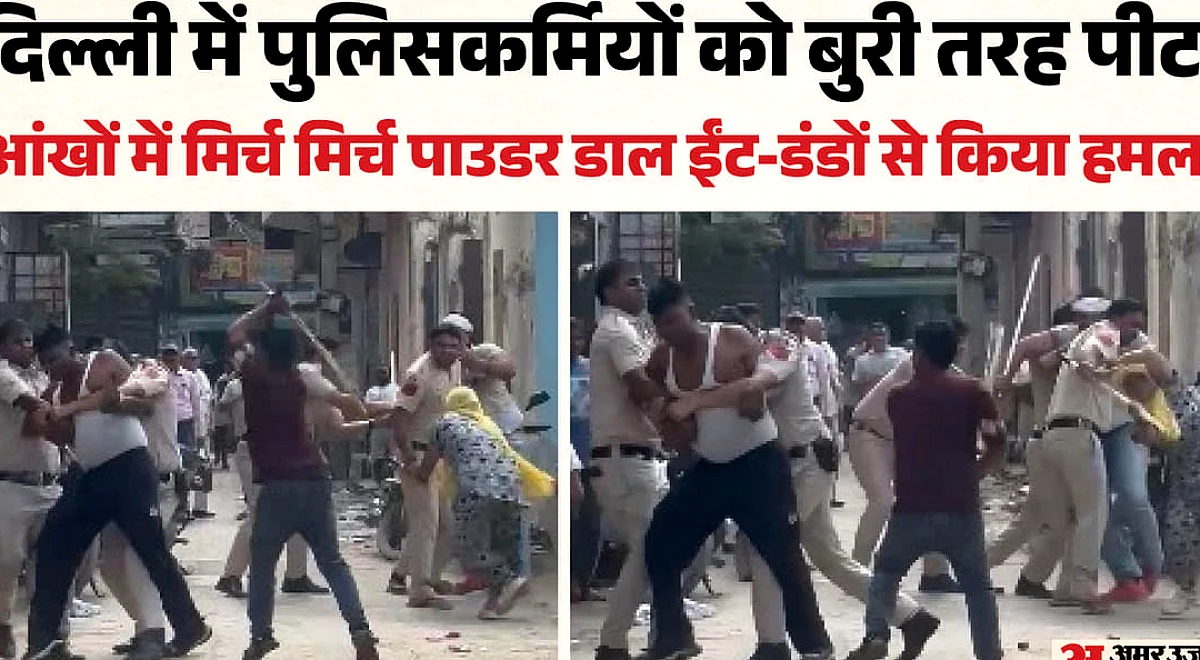 दिल्ली पुलिस को बुरी तरह मारा, VIDEO: पुलिसकर्मियों की आंखों में डाल दिया मिर्च पाउडर, ईंट-डंडों से किया हमला