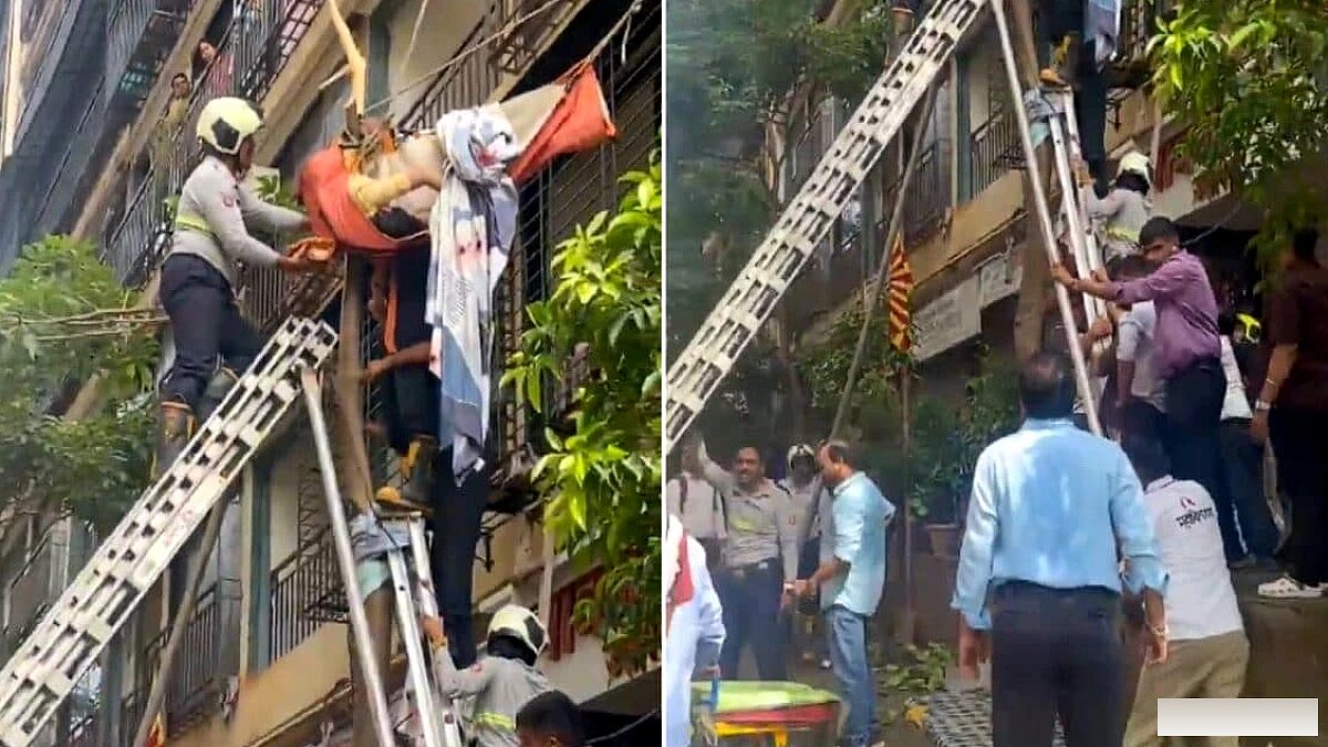 मुंबई में महिला ने 10वीं मंजिल से लगाई छलांग, पेड़ पर गिरी; फायर टीम ने उसे बचाया | वीडियो