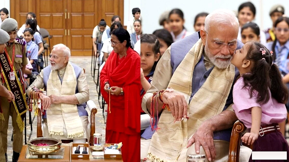 हाई फाइव, स्माइल्स एंड मोर': पीएम मोदी ने मनाया रक्षा बंधन, उत्सव की झलकियां साझा कीं