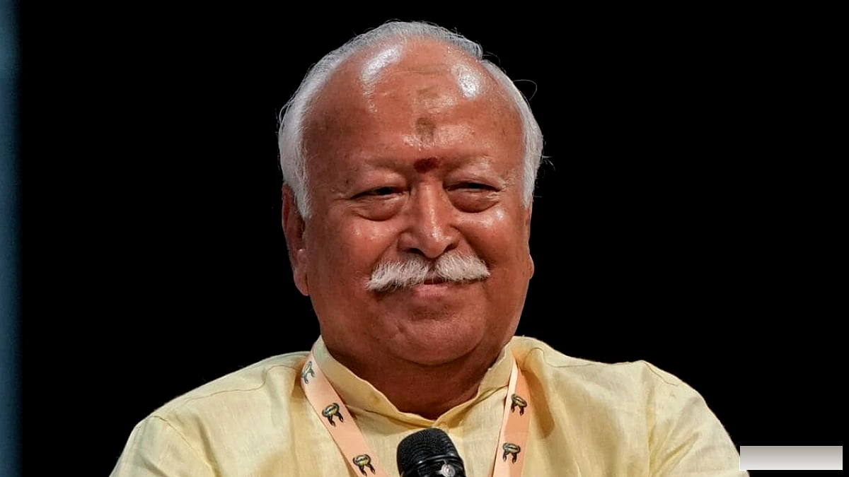 आरएसएस प्रमुख के एमएसजी संबोधन से पहले टाइम्स स्क्वायर बिलबोर्ड पर मोहन भागवत का पोस्टर लगा