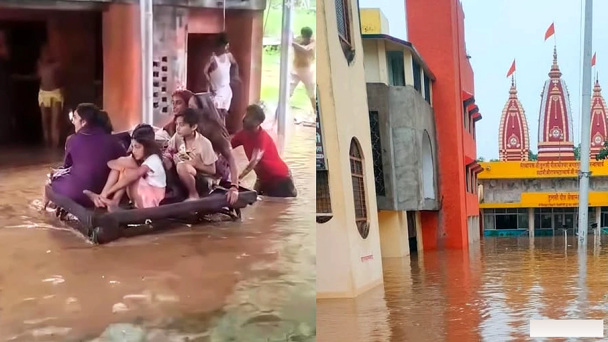 मंदाकिनी नदी का विकराल रूप: 4.5 मीटर ऊपर से फिर डूबा रामघाट, दुकानों और होटलों का जलमग्न होना