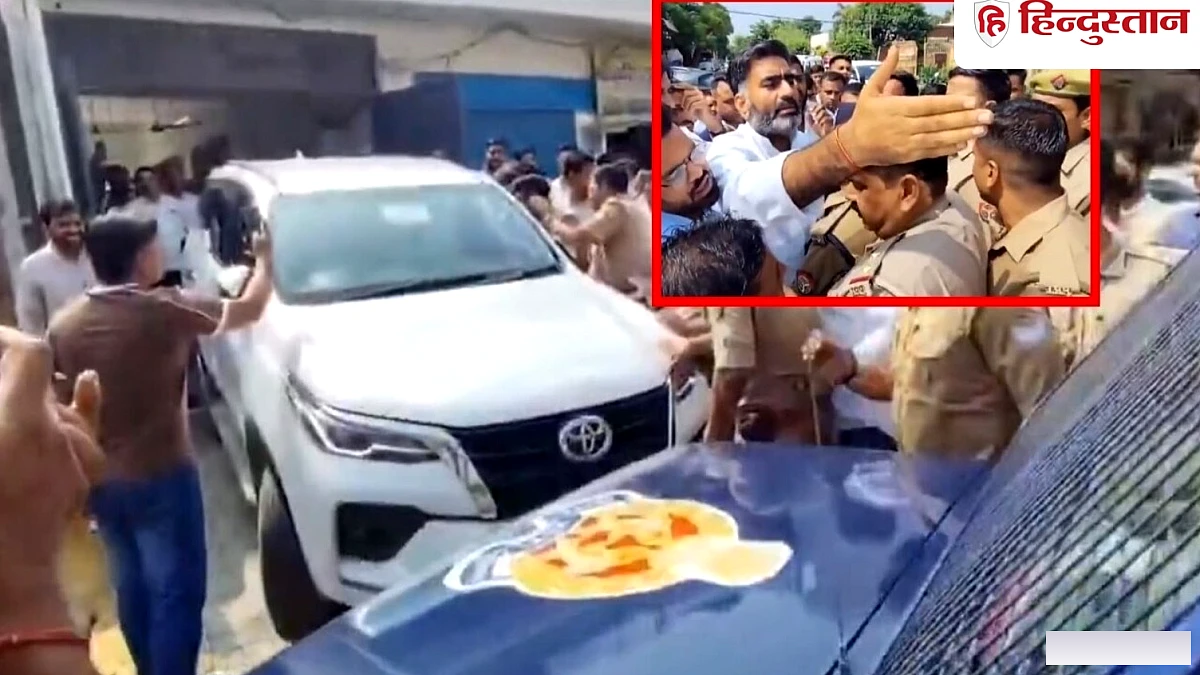 पुलिस ने जीप लगाकर अतुल प्रधान की गाड़ी रोकी, नोकझोंक-धक्कामुक्की