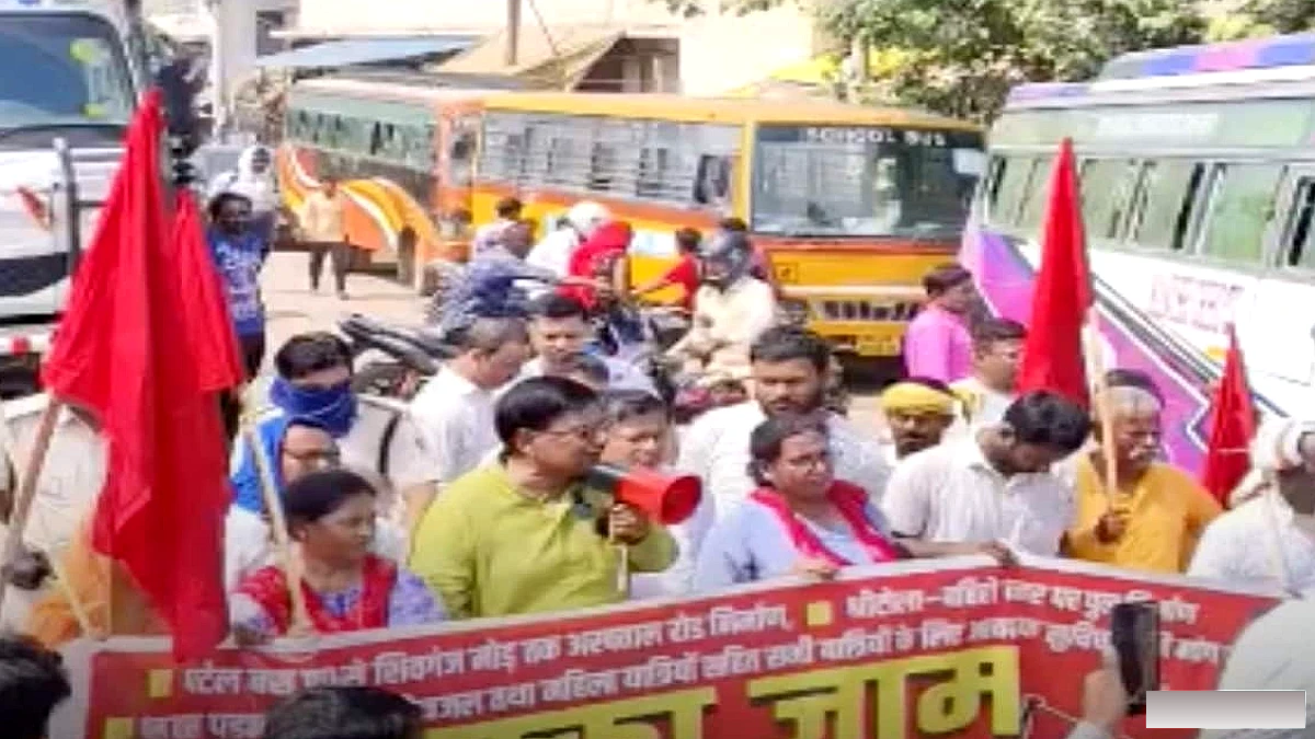पटना बाइपास पर भारी जाम, सड़क सुधार और नए पुल की मांग को लेकर सांसद ने किया विरोध प्रदर्शन
