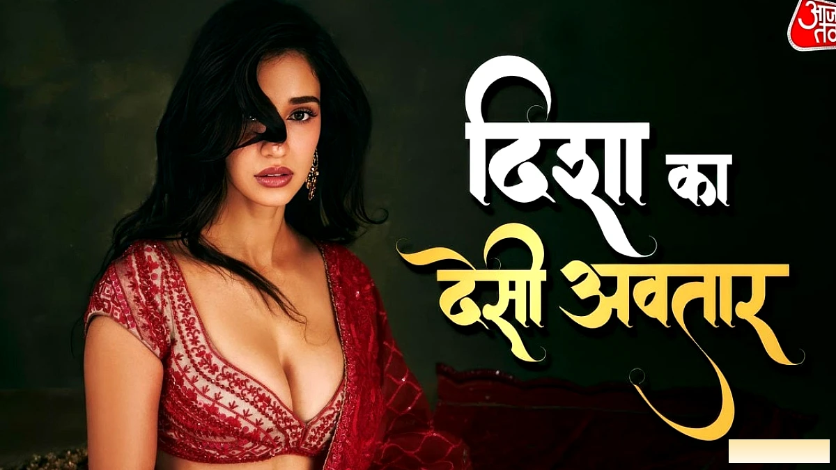 दिशा पाटनी ने लाल लहंगे‑डीप नेक ब्लाउज में गणेश चतुर्थी पर छाया