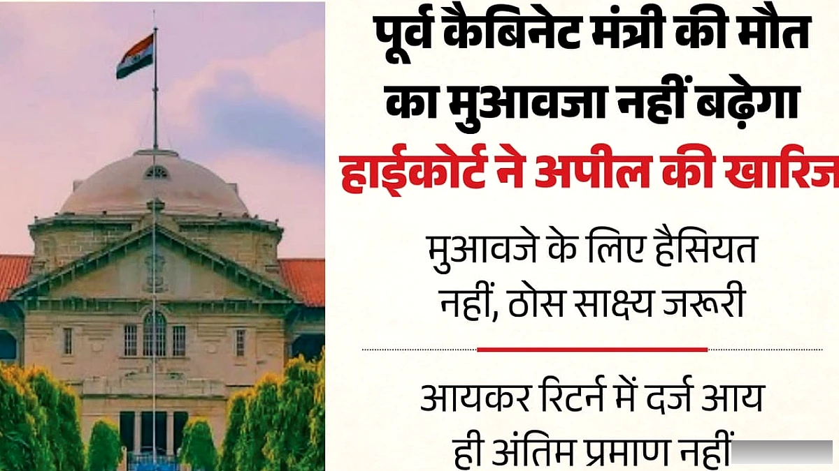 पूर्व मंत्री की मौत पर मुआवजा बढ़ाने की मांग खारिज, कहा- हैसियत से नहीं, साक्ष्य से तय होगी आय