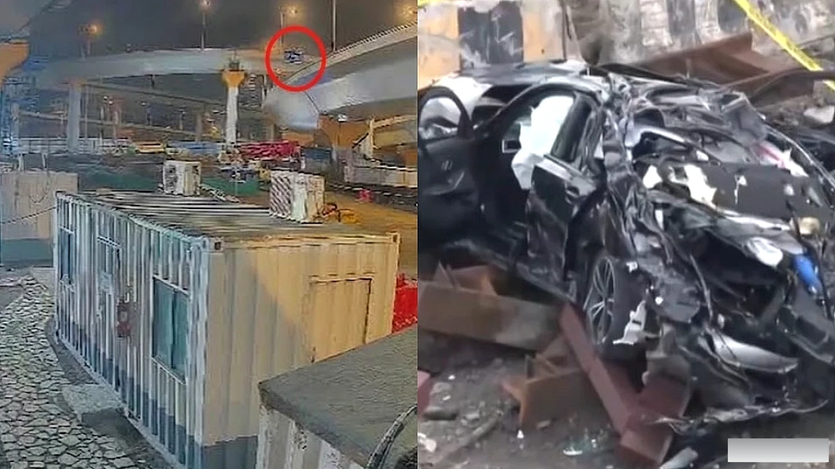 कोस्टल रोड पर तेज गति से चलती BMW ने ब्रिज की रेलिंग तोड़ी, नीचे गिर कर 3 मौतें, 1 गंभीर घायल