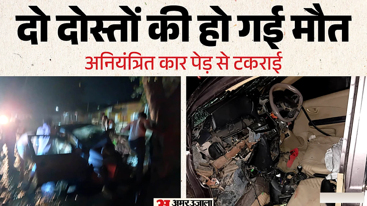 तेज़ गति से टकराई कार पेड़ से, एयरबैग फट गए