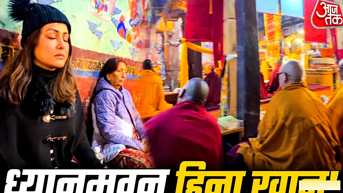 हिना खान ने लद्दाख के थिकसे मठ में साधुओं के बीच ध्यान किया, 17,582 फीट की ऊँचाई पर मंत्र जाप किया