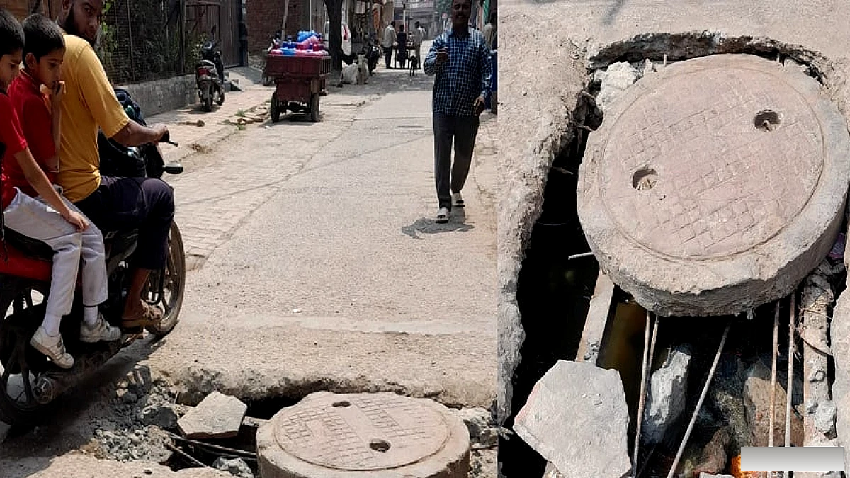 स्मार्ट सिटी आगरा में टूटी पुलिया और खुला चैंबर: एक चूक, जान को खतरा