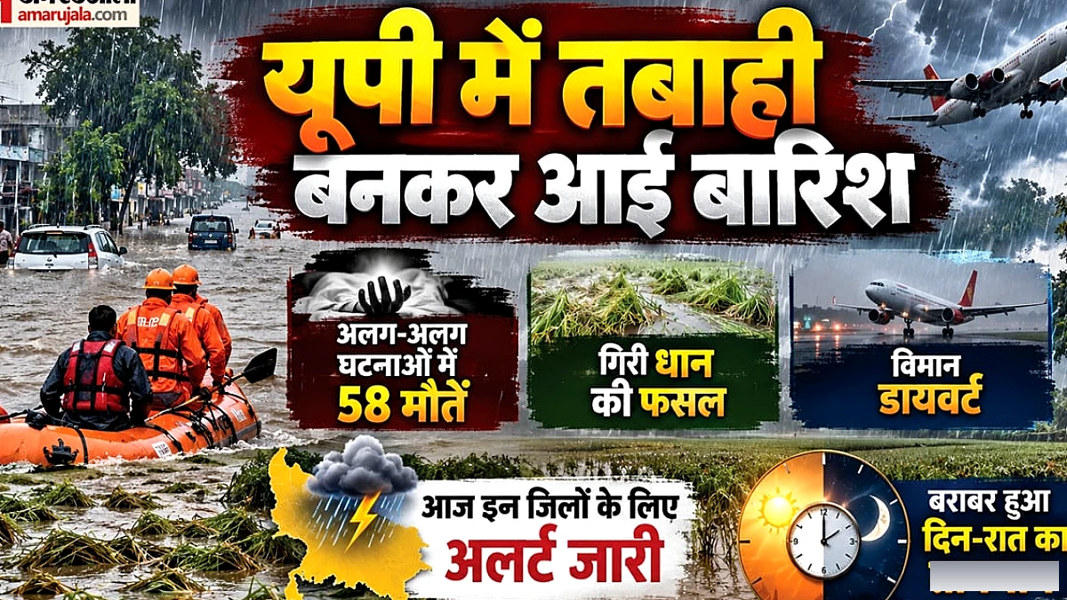 उत्तर प्रदेश में 72 घंटे लगातार बारिश से 58 मौतें, 13 जिलों में रेड अलर्ट जारी