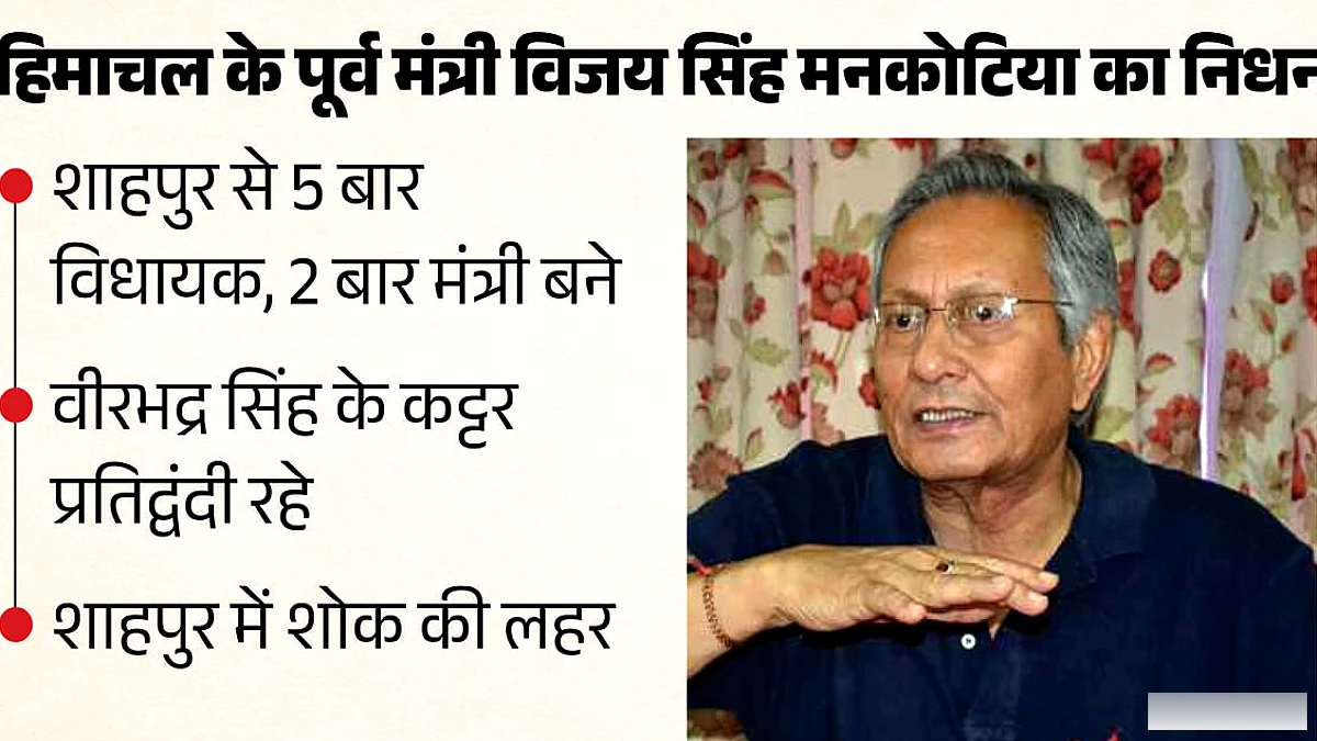 पूर्व हिमाचल पर्यटन मंत्री मेजर विजय सिंह मनकोटिया का निधन, प्रदेश में शोक की लहर