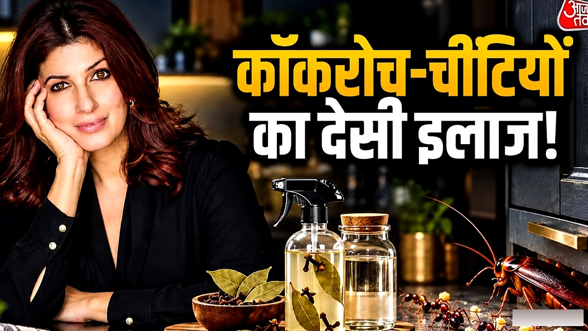 तस्वीर में ट्विंकल खन्ना ने दिखाया तेजपत्ता‑लौंग‑सिरके का देसी कीट‑स्प्रे