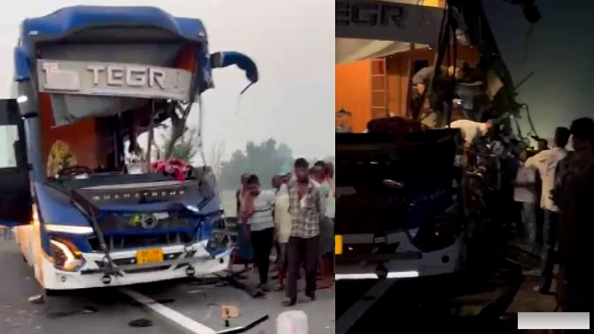 गोरखपुर लिंक एक्सप्रेसवे पर बस दुर्घटना: चार मौत, कई घायल