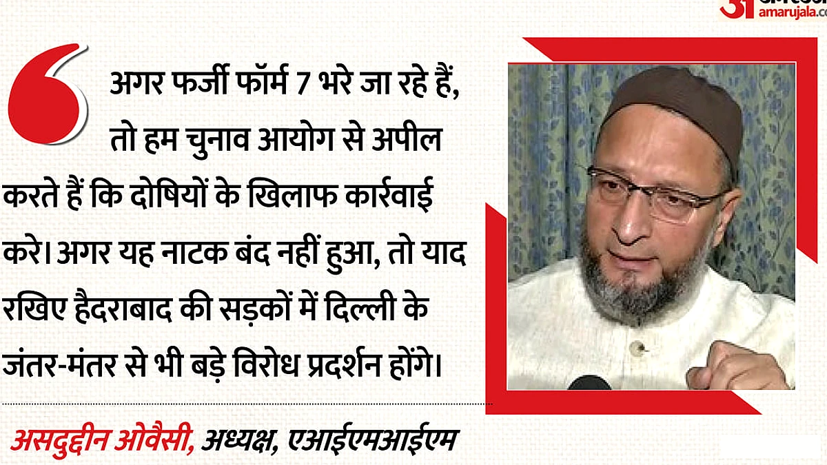 ओवैसी ने फर्जी फॉर्म‑7 पर विरोध जताया, कहा "अगर नहीं रुका तो सड़क पर उतरेंगे