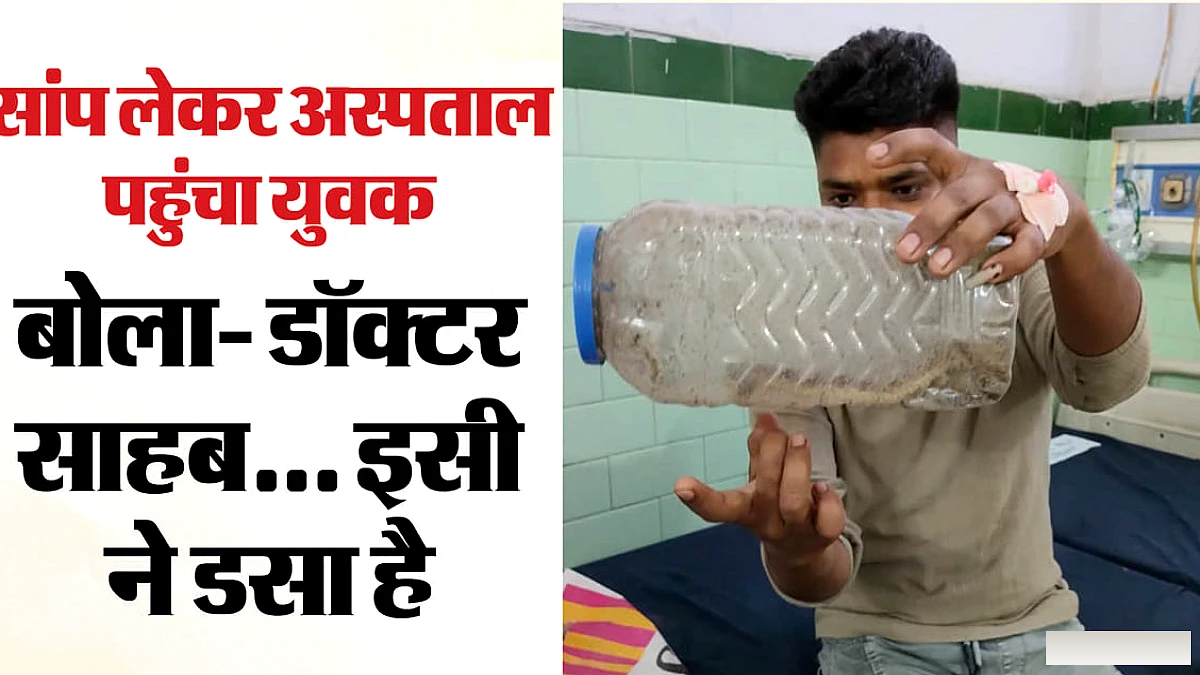 युवक ने सांप को डिब्बे में बंद कर जिला अस्पताल पहुँचाया, डॉक्टरों को हैरानी
