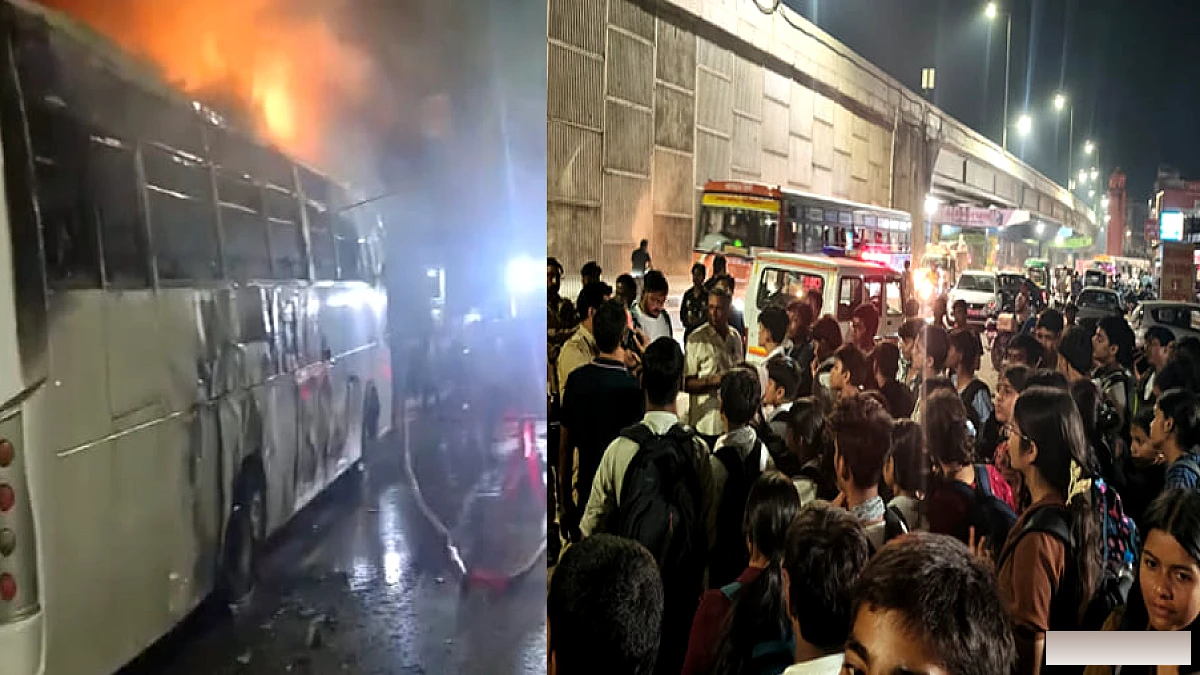 हाईवे पर स्कूल बस में लगी आग, दमकल ने समय रहते नियंत्रण किया, सभी छात्र सुरक्षित
