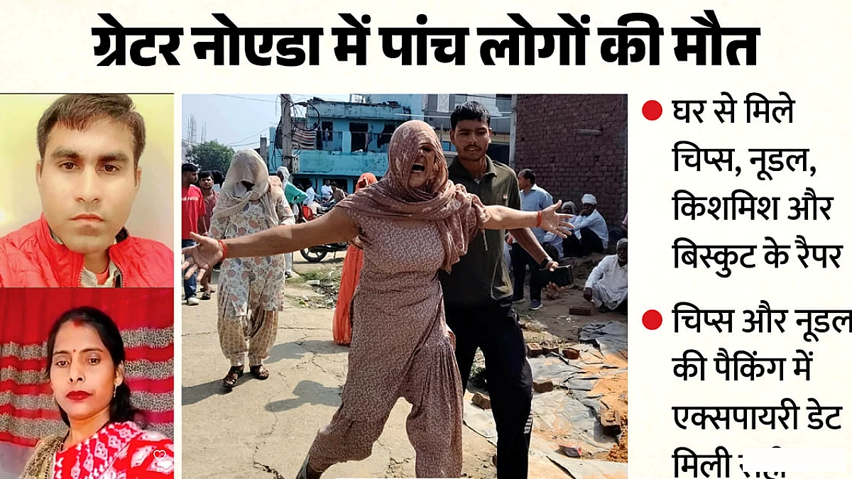 ग्रेटर नोएडा में पाँच लोगों की मृत्यु, घर से मिले खाद्य पैकेज और बर्तन में अजीब सामान