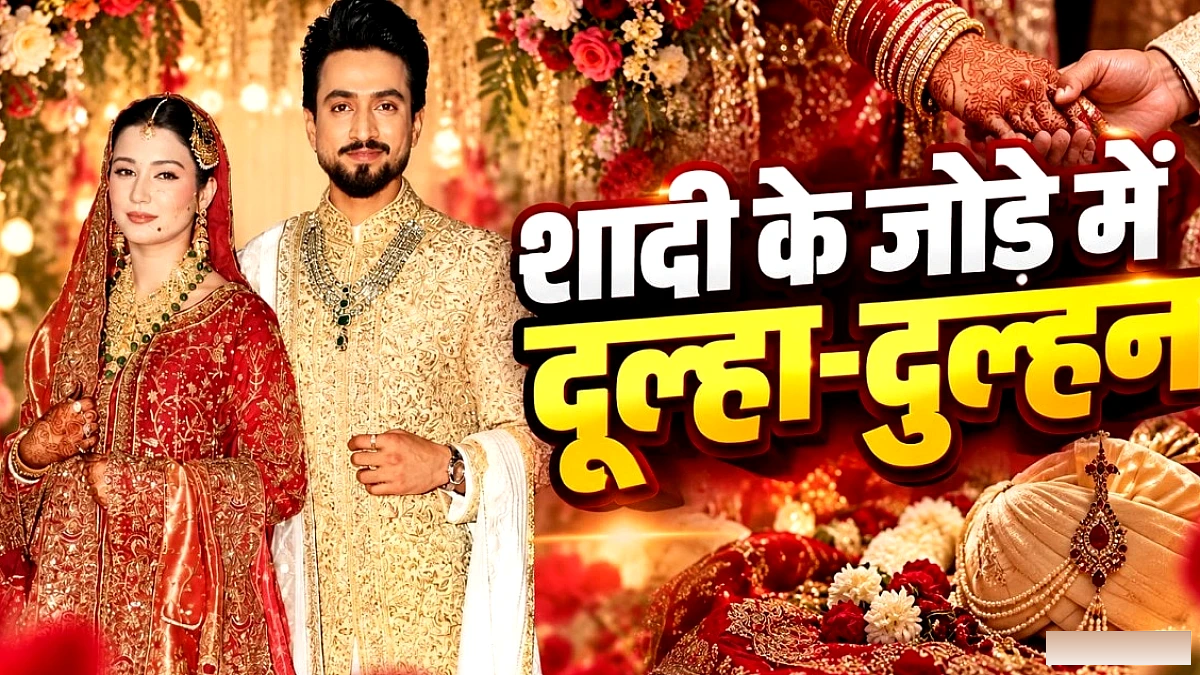 फैजू ने दुल्हन का लहंगा संभालते हुए सुर्ख लाल जोड़े में राजकुमार‑राजकुमारी बनकर छाए