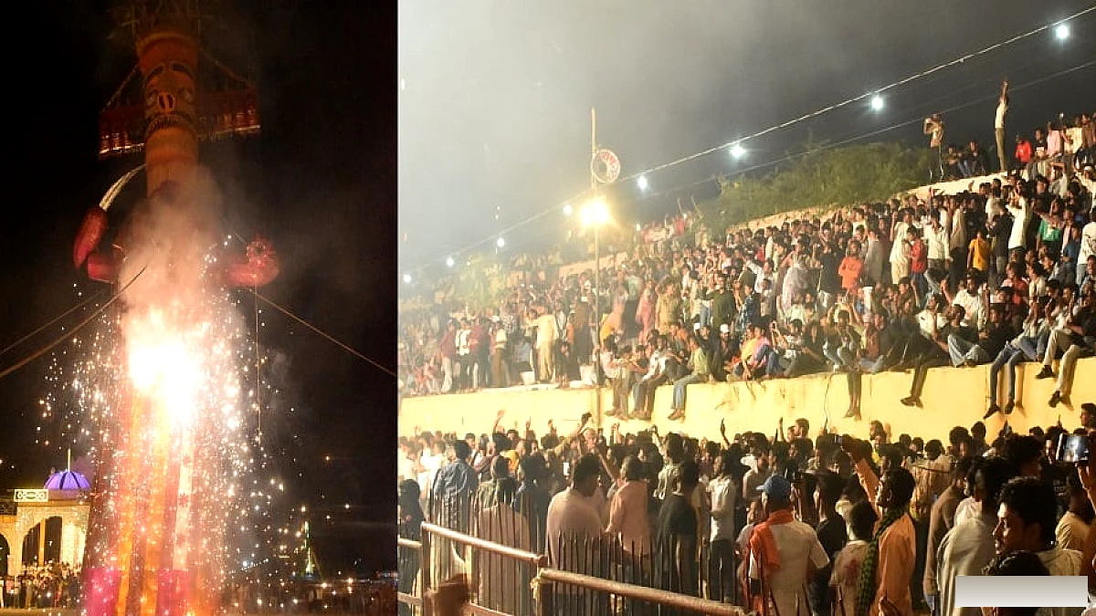 दशहरा पर 120‑फुट रावण को जला, रामलीला मैदान में जय श्रीराम की गूँज