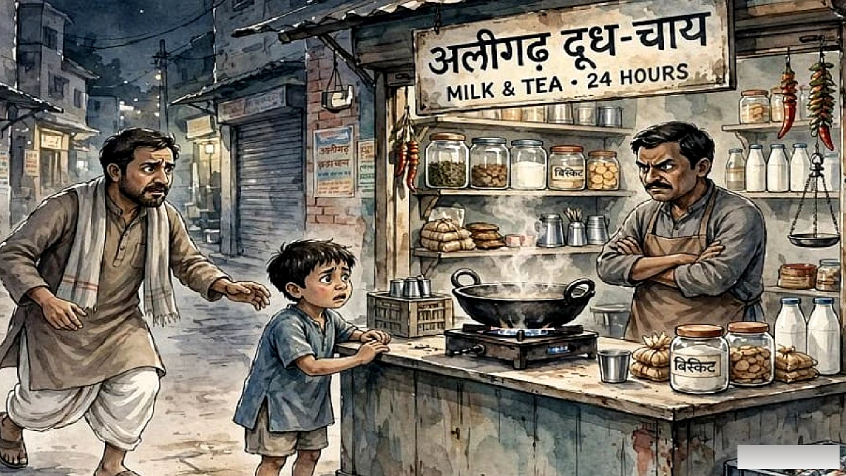 अलीगढ़ में दूध बेचने वाले दुकानदार ने 6‑वर्षीय बच्चे को गर्म कढ़ाई पर बैठा कर गंभीर जलन पैदा की