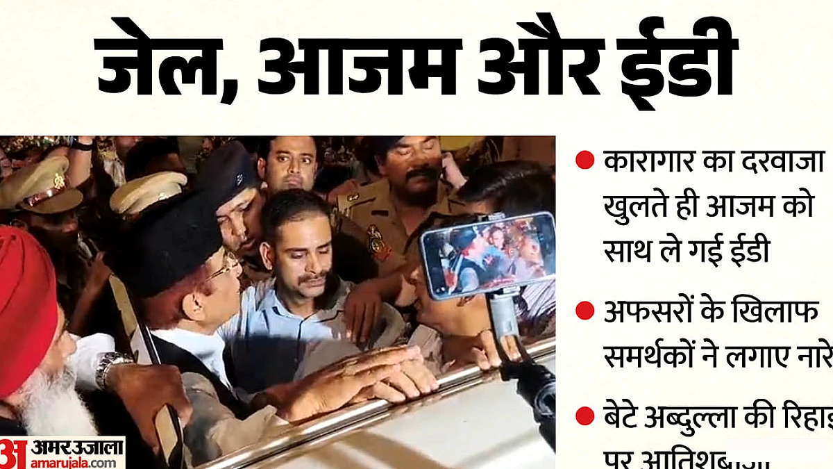 सपा नेता आजम खां और बेटे अब्दुल्ला आजम की रिहाई पर जेल के बाहर हुई गड़बड़ी